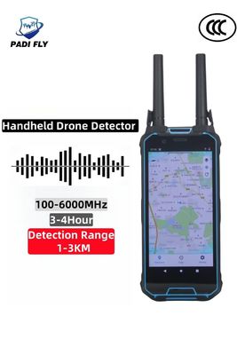 Handheld 1-3km 100MHz-6GHz Drone Locator Anti Drone Detector for Uav Defense Safety Protection System