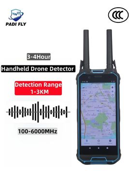 Handheld 1-2km Dji Fpv Signal Detection Device Upgraded 100-6000MHz Full Band Cover Drone Detector with Drone Radar Positioning Function