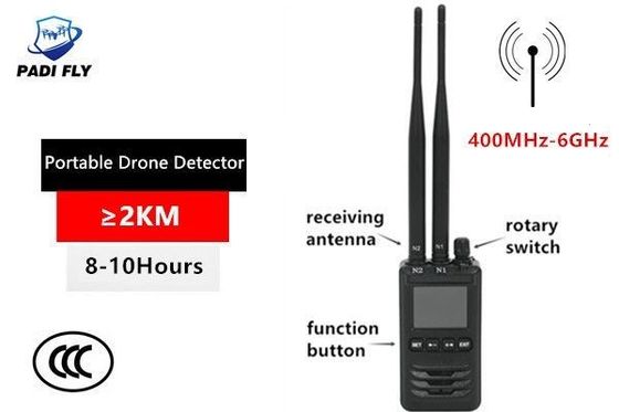 Portable 400MHz-6GHz Anti Drone Alarm System Signal Detector with 3G 4G 5g Mobile Phone WiFi GPS Signal Blocker