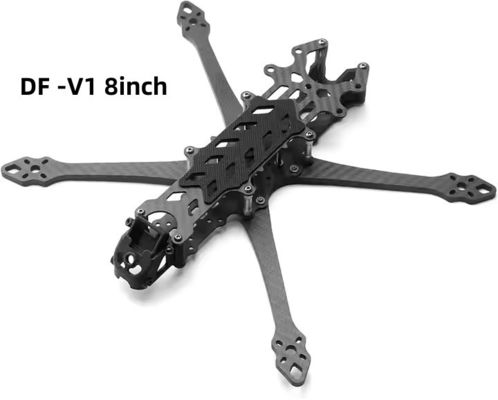 Durable DF -V1 8inch Fpv Carbon Fiber Fpv RC Racing  Long Range Drone Frame with 5.0mm Arms Wheelbase 375mm